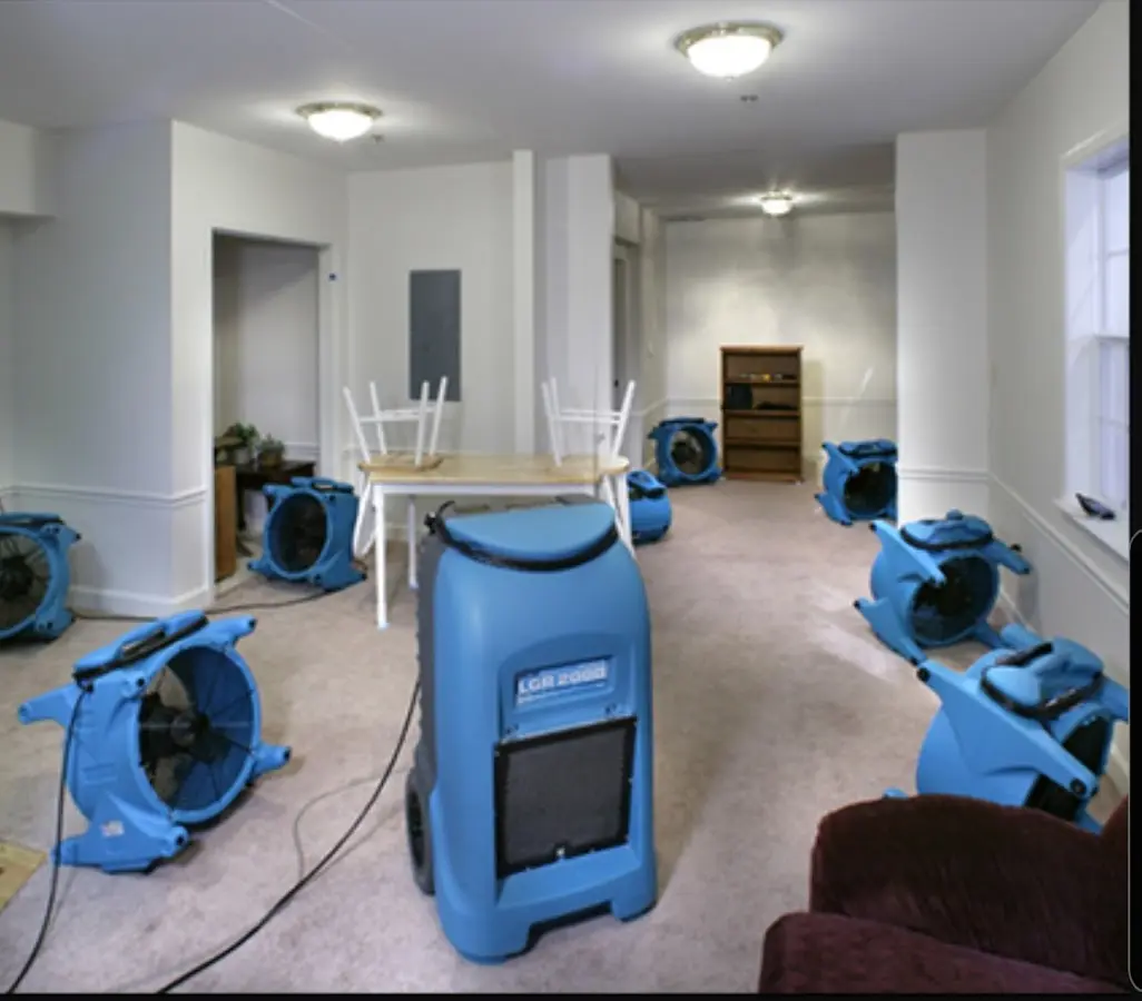 Air movers and dehumidifier setup for Water Extraction & Removal in Ontario